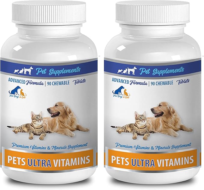 cat Vitamin Treats - PET Ultra Vitamins - Premium Minerals - for Cats and Dogs - cat Vitamin Chews - 2 Bottle (180 Chewable)