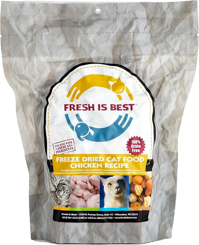 Fresh Is Best Chicken Freeze Dried Cat Food – Raw Cat Food for Kittens & Adult Felines – High-Protein Freeze Dried Raw Chicken in Resealable Zipper Bag – Made in The USA – 8 oz