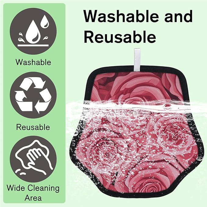 Reusable Pet Hair Removal Glove Flower Roses Magic Brush for Cat & Dog Hair Remover for Car, Sofa, Bedding, Clothes - 9x9 Mitt Washable