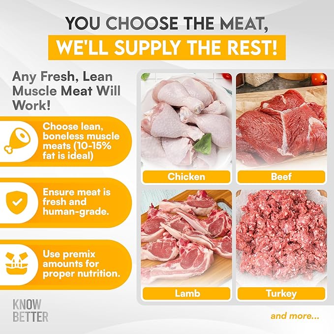 Know Better Chicken Recipe Premix for Raw Or Cooked Cat Food - Natural Supplies Meal Mix with Taurine for Cats - Indoor Cat Food, Raw Nutrition Meal, Feline Premix for Homemade Cat Food - 24 Oz