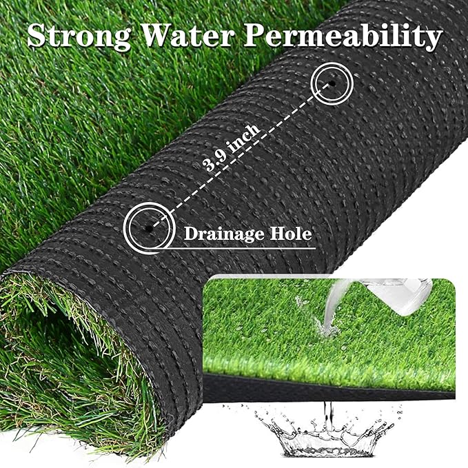 GLOBREEN Extra Large Artificial Grass Pee Pads for Dogs Potty Training, 4FT X 6FT Fake Turf Outdoor Rugs for Pets Patio Balcony, with Drainage Hole