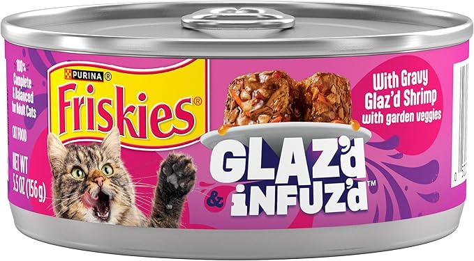 Purina Friskies Glaz’d and Infuz’d with Gravy Glaz’d Shrimp Flavored Wet Food for Cats - 5.5 Ounce (Pack of 24)