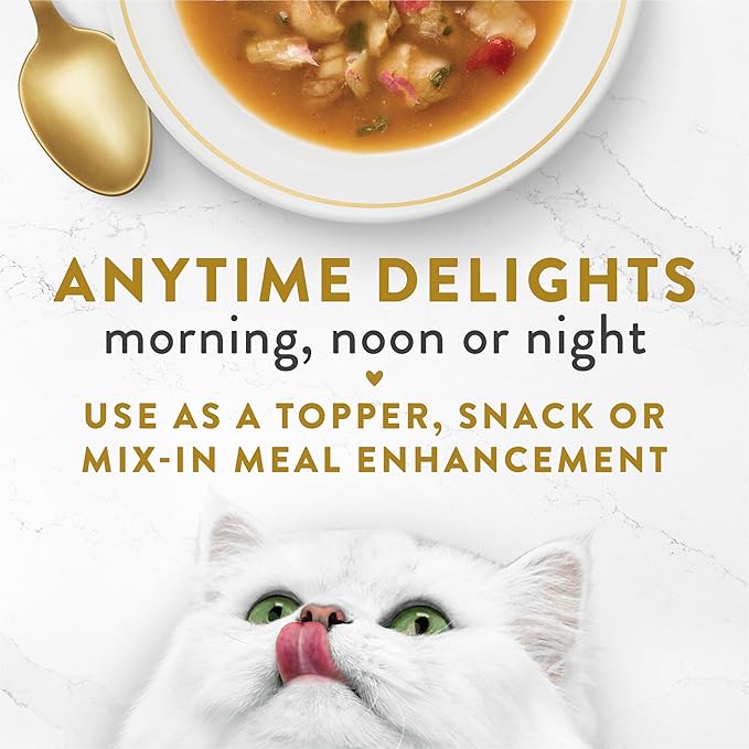 Purina Fancy Feast Broths Seafood Bisque Complement Lickable Grain Free Wet Cat Food Variety Pack - (Pack of 12) 1.4 oz. Pouches