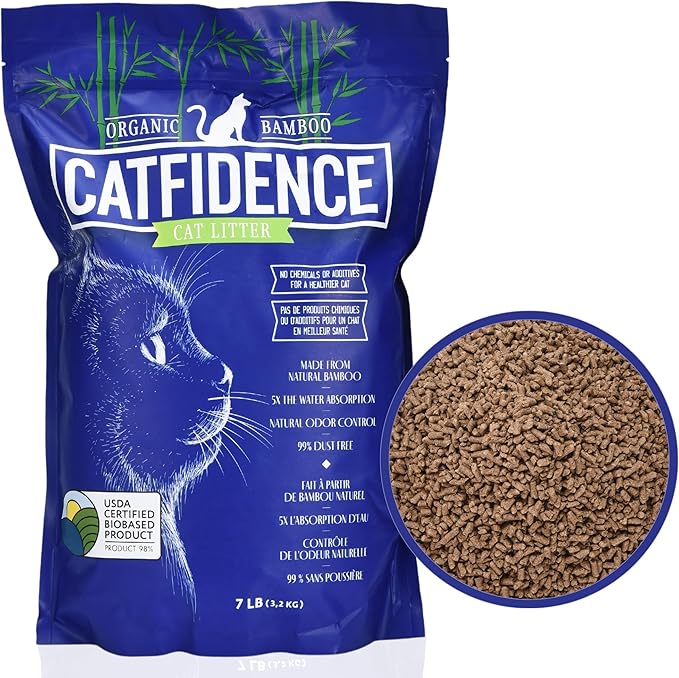The Original PoopBags Catfidence 100% Organic Bamboo Cat Litter - USDA Certified Biobased - One 7 Lb Bag - One Month Supply