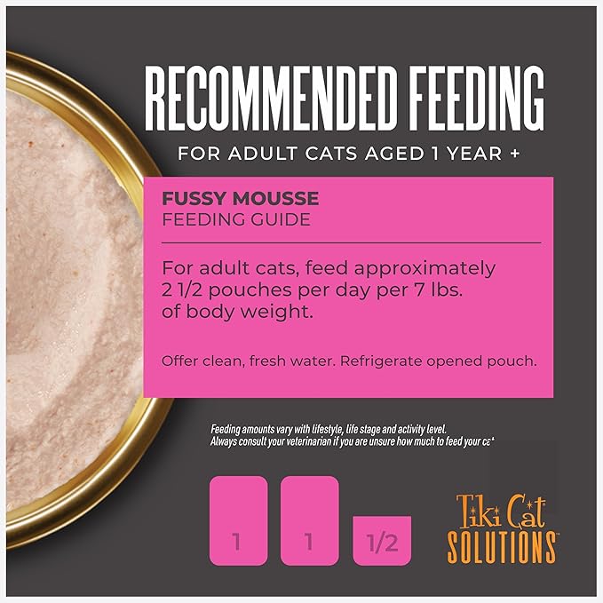 Tiki Cat Solutions Mousse Multipack Wet Cat Food, Fussy, Duck Liver & Egg, 2.4 oz. Pouch (12 Pack)
