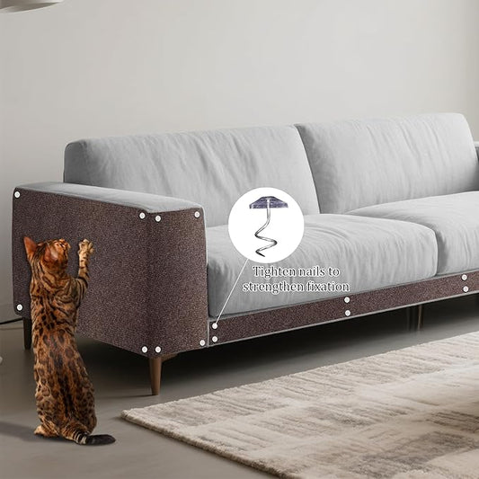 15.7'' x 23.6'' Cat Scratch Furniture Protector Cat Wall Scratcher Mat AdhesiveTrimmable Cloth Couch Anti-Scratch Cover DIY Climb Couch Protector from Claws, Replacement Pads，Brown