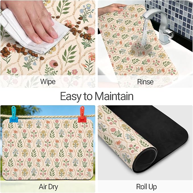 Dog Food Mat, Absorbent Waterproof Non-Slip Pet Cat Bowl Feeding Mat for Food & Water Pet Supplies 16 * 24"