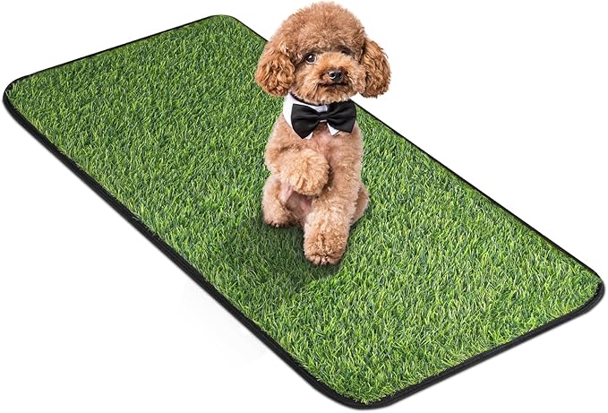 Artificial Grass Mat, Dog Grass Pee Pads, Fake Grass Pad for Pets Potty Training, Soft Grass Pad Rug, Grass Doormat with Drainage Holes, Pet Turf for Indoor Outdoor Use, Washable(15.7"*39.4")