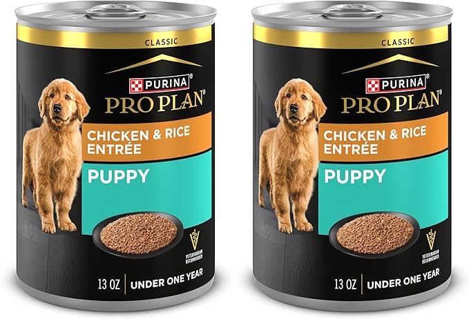 Purina Pro Plan Wet Puppy Food Pate,Wet Food Classic Chicken and Rice Entrée - 13 oz. Cans,(Pack of 24)