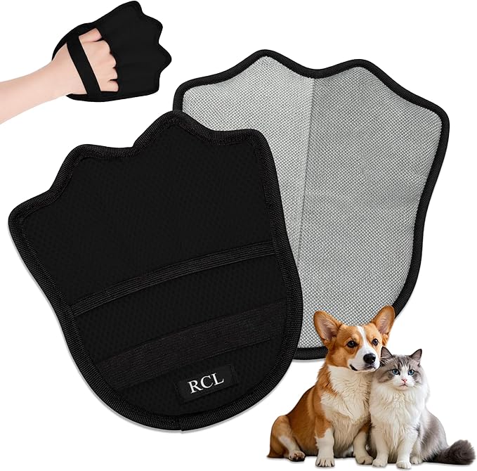 RCL Pet Hair Removal Glove, Upgraded Reusable Electrostatic Pet Hair Remover Mitt for Cats & Dogs, 5-Finger Design Grooming Glove for Sofa, Clothes, Carpet, Car Seat (1pc, Black)