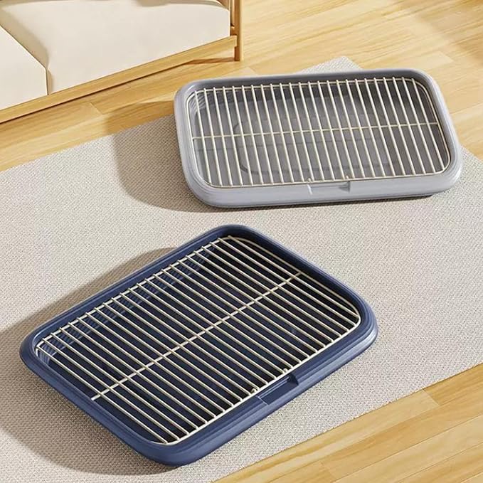 Dog Potty Tray with Guide Pillar, Large Indoor Pet Pee Pad Holder, Removable & Washable Puppy Training Toilet for Housebreaking Supplies Black