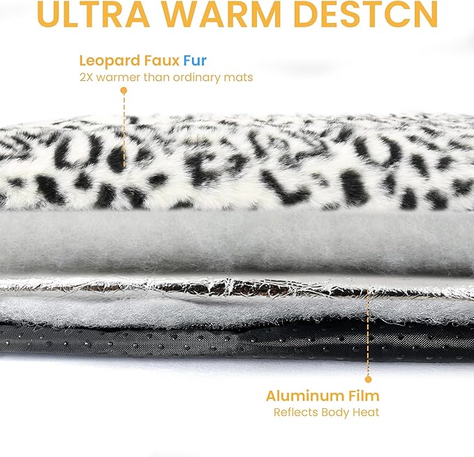 Self Warming Cat Pad for Cats and Small Dogs, Non Electric Thermal Pet Mat, Washable Soft Sleeping Mat with Non Slip Backing, Indoor & Sheltered Outdoor Use, 22 x 18 in, Black/White