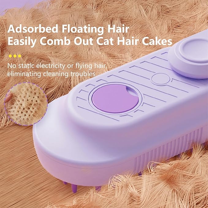 2PCS Spray Pets Brush for Cat/Dog,Cloud Care Cat Grooming Brush with Steam,3-in-1 Cleaning Pet Brush with 360° Rotating Arm,Multifunctional Cat and Dog Steam Brush for Removes Loose Undercoat