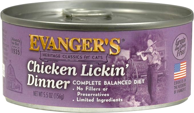 Evanger's Heritage Classics Chicken Lickin’ for Cats – 24 Count, 5.5 oz Each – Market Fresh Chicken, Grain Free, Limited Ingredients, Traditional Loaf Style