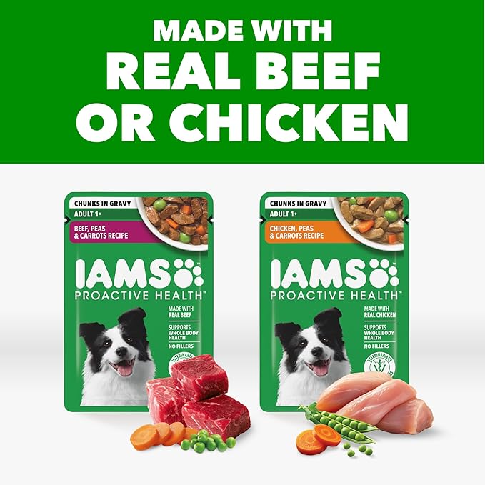 IAMS Proactive Health Adult Wet Dog Food Variety Pack, 3.5 oz. Pouch, (8 Count) (Pack of 2)