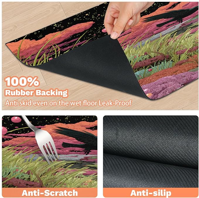 Cloud Dog Food Mat for Floors Absorbent, Quick Dry Water Dispenser Mat for Food, Water, Pet Supplies 24" x 32", Grass