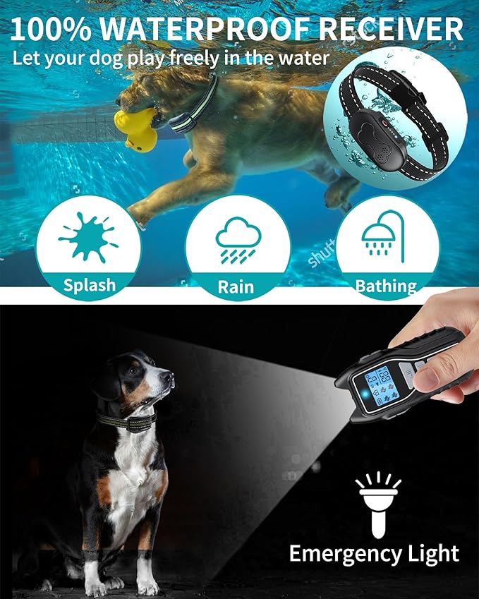 Dog Shock Collar with Remote Control – Shock Collar for Dogs 15–120 lbs, 2000FT Long Range Dog Training Collar with Remote IPX7 Waterproof Rechargeable 4 Safe Modes for Small Medium Large Dogs
