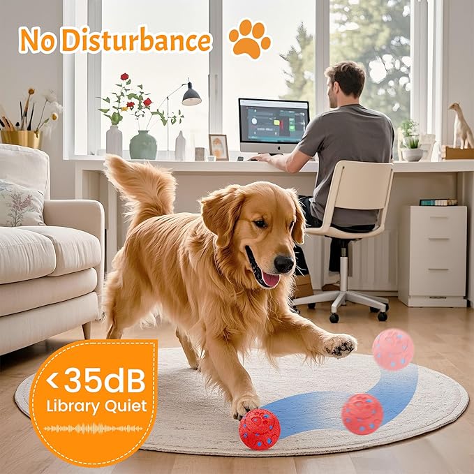 Dog Balls: Interactive Dog Ball, Self-Moving Dog Toy with Auto-Rolling & Bouncing, E-TPU Material, IP54 Waterproof, Motion-Activated (Red, Large)
