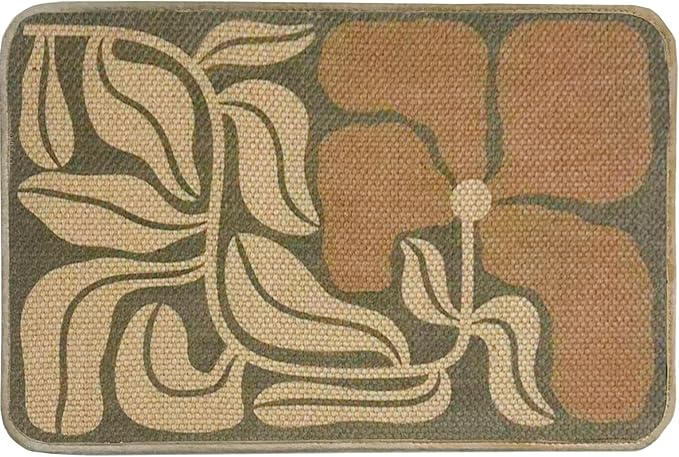 Boho Floral Jute Door Mat 16x24 Inch,Front Doormat Indoor Outdoor Entrance Rug, Non Slip Rubber Backing Low-Profile Floor Mats, Washable Front Door Rugs,Dirt Trapper Natural Fiber Entry Mats for Patio