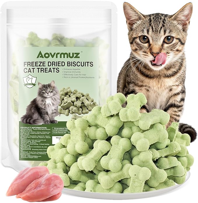 7.05 oz Freeze Dried Training Cat Dog Treats Chicken Liver Salmon Crunchy Healthy Biscuit Snacks
