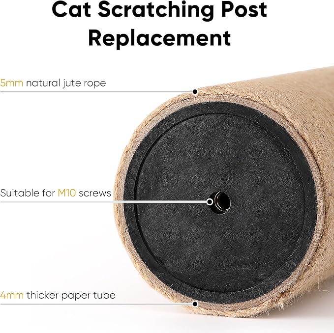 FUKUMARU Scratching Post Replacement, 15.7 X 4.8 Inch Natural Jute Rope Scratching Post Refill with M10 Screws