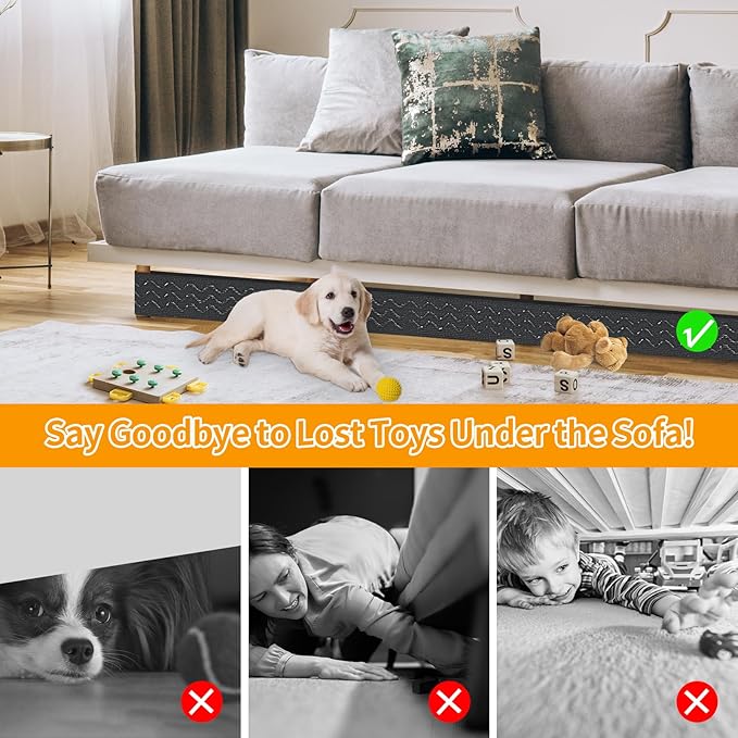 Under Couch Blocker for Kid and Pet Toys, Adjustable Toy Blocker for Under Couch, Toy Blocker Stop Things from Going Under Sofa, Bed, and Other Furniture, Easy to Install, 5" x 157 inch