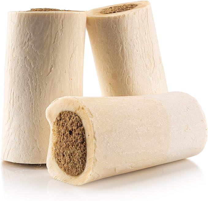 Jack&Pup 3-4" Filled Dog Bones for Small and Large Dogs, Flavored Shin Dog Bones Long Lasting, Stuffed Bone for Dogs, High Protein, Variety Pack - Peanut Butter, Bully Stick, Bacon & Cheese - 3 Pack