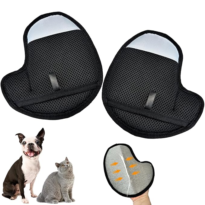 2Pcs Pet Hair Removal Gloves for Dogs & Cats, Electrostatic Pet Hair Remover Tool, Reusable Dog Hair Remover Grooming Gloves Brush Upgraded Removal Mitt