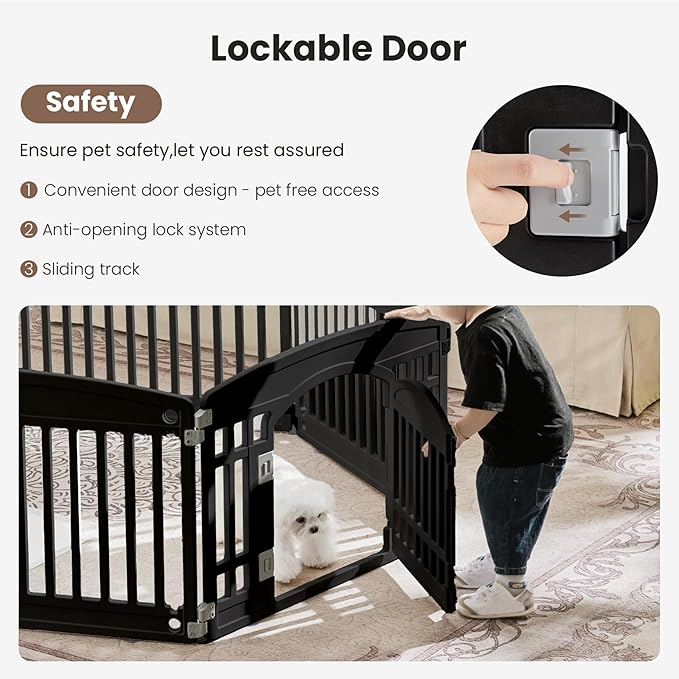 Smug Dog Playpen 6-Panel 24 Inch Safe Secure Indoor Outdoor Pet Fence, Folding Portable 35 x 35 x 24IN, Ideal for Small to Medium Dogs Easy to Clean (Black)