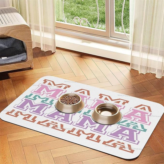 Dog Food Mat Dog Mat for Food and Water 24x16In Happy Mother's Day Floral Gift for Mom Hz No Stains Cat Pet Feeding Mats Water Bowl Messy Drinkers