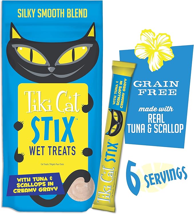 Tiki Cat Stix Wet Treats, Grain Free Lickable in Creamy Gravy