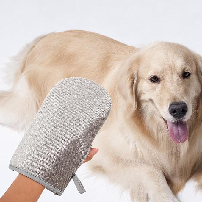 2Pcs Electrostatic Pet Hair Removal Gloves Double-Sided Grooming Mitts for Cats and Dogs Reusable Hair Remover for Clothing Couch Carpet and Curtains