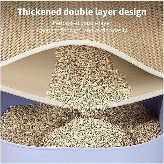 1Pc Large Size Cat Litter Honeycomb Double Layer Design,Urine Waterproof,Easy Cleaning,Scatter Control,Stay Clean(Gray,S-40x50cm)