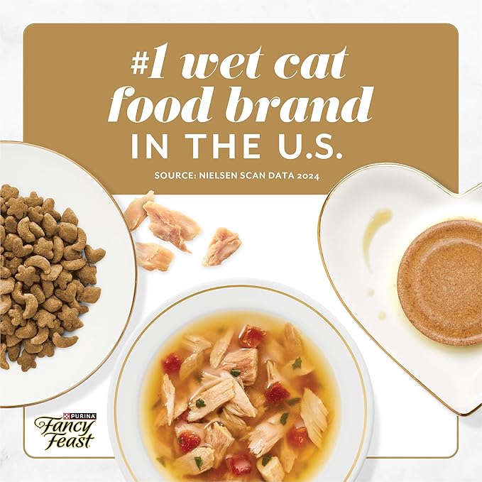 Fancy Feast Purina Savory Centers Wet Cat Food Pate Variety Pack with Chicken, Salmon, Beef, and Tuna Pate with Gravy Center - (4 Packs of 12) 3 oz. Pull-Top Cans