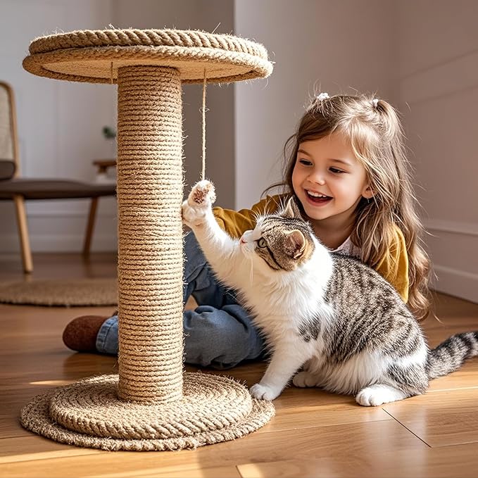 PowerKing Natural Sisal Replacement Scratching Post, 15.7'' 2 Pieces M8 Cat Scratch Post Refill Pole Parts for Refurbishment, Include Screws (Natural)