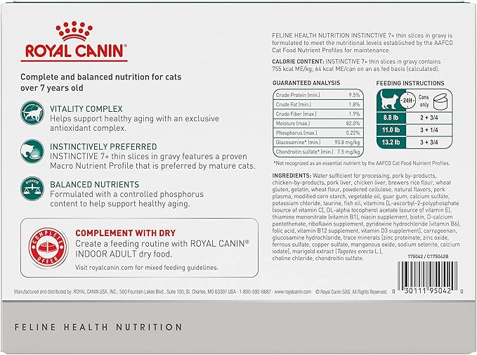 Royal Canin Feline Health Nutrition Instinctive 7+ Mature Thin Slices in Gravy Cat Food, 3 oz (Pack of 12)