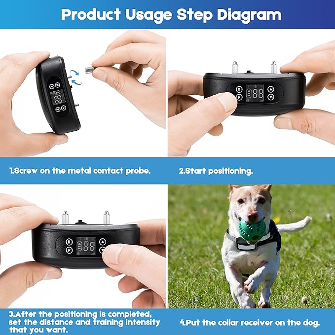 WIEZ GPS Wireless Dog Fence, Electric Dog Fence for Outdoor,Adjustable Warning Strength,Pet Containment System, Suitable for Most of Dogs(2 Collars)