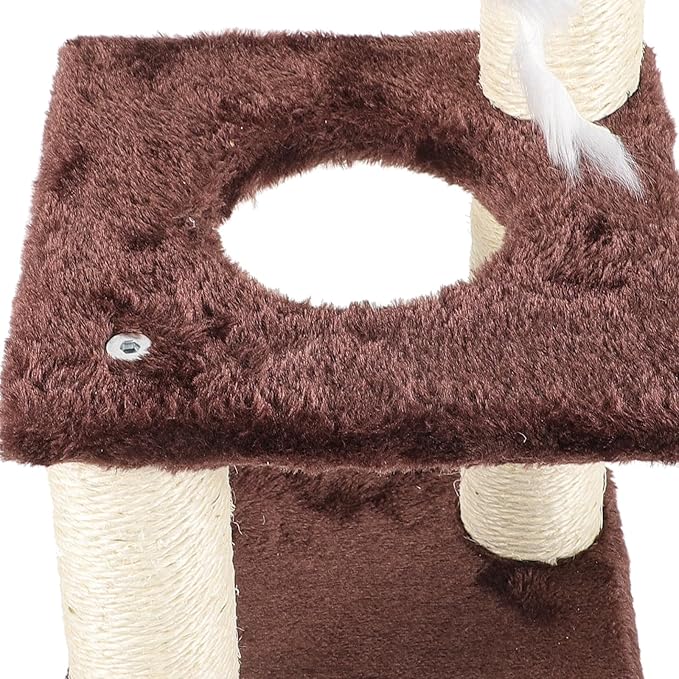 BESPORTBLE 3-Layer Sisal Cat Scratching Post with Mouse Integrated Wear-Resistant Kitten Scratcher Multi-Level Cat Climbing Tower for Indoor Activity Brown Color Suitable for Daily Use