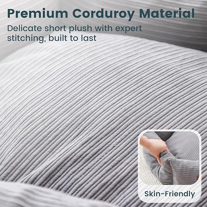 Cat Bed, 22 Inch Washable Corduroy Cat and Small Dog Bed with Removable Cover & Anti-Slip Bottom, Calming Comfort Pet Bed for Pets up to 15 lbs (Gray)