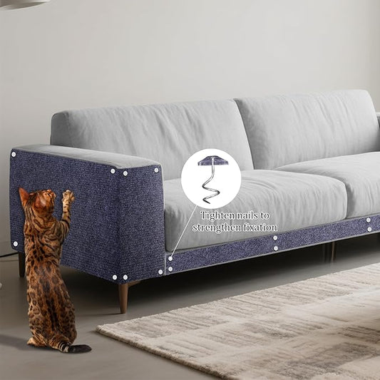 15.7'' x 23.6'' Cat Scratch Furniture Protector Cat Wall Scratcher Mat AdhesiveTrimmable Cloth Couch Anti-Scratch Cover DIY Climb Couch Protector from Claws, Replacement Pads，Grey