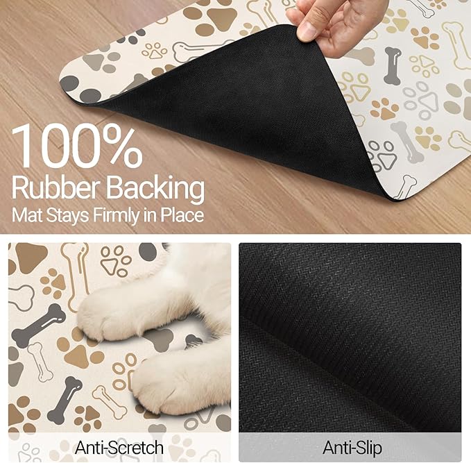 Dog Food Mat, Absorbent Waterproof Non-Slip Pet Cat Bowl Feeding Mat for Food & Water Pet Supplies 12 * 20"