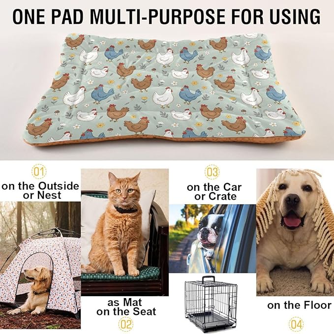 Dog Bed for Crate Washable Pet Sleep Pad, Country Style Kennel Mat with Non-Slip Bottom, Soft Fluffy Supplies Pet for Dogs and Cats (36x24 inch)
