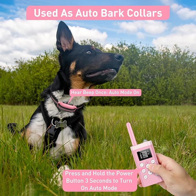 PetJoy Dog Shock Collar System – Remote-Controlled Bark Collar for Large Dogs, 2-in-1 Auto & Manual Mode, Vibration & Sound, 5 Adjustable Levels, 1000ft Range, Rechargeable Battery