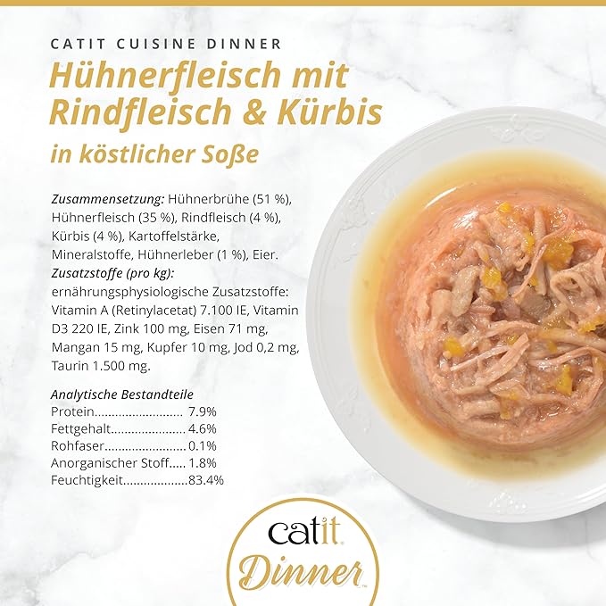 Catit Chicken Dinner with Beef & Pumpkin – Hydrating and Healthy Wet Cat Food for Cats of All Ages