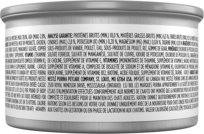 Purina Pro Plan Urinary Tract Cat Food Wet Pate,Urinary Tract Health Ocean Whitefish Entree - 3 oz. Pull-Top Cans,(Pack of 48)