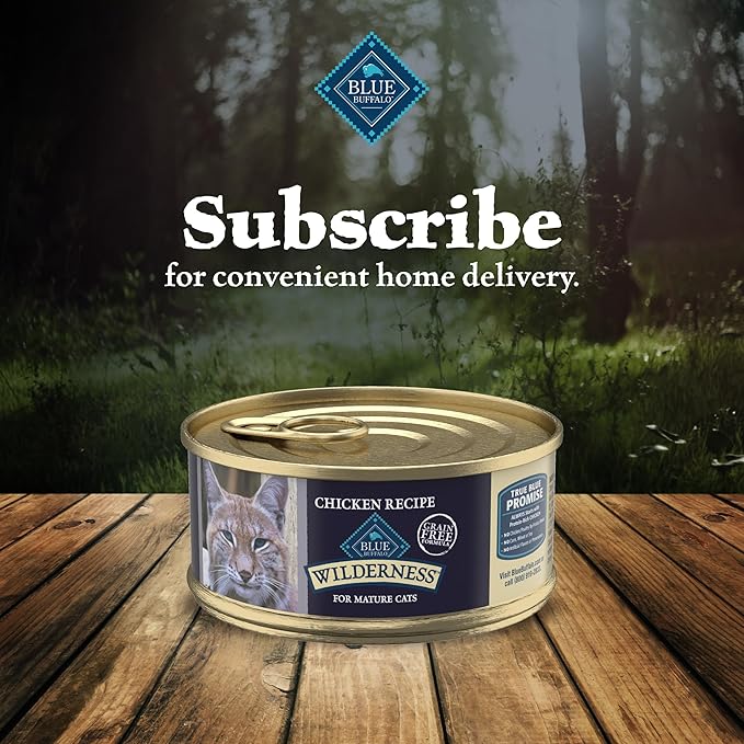 Blue Buffalo Wilderness High-Protein Grain-Free Wet Food for Adult Cats 7+,Chicken Recipe,5.5-oz.,24-Count,(Pack of 24)