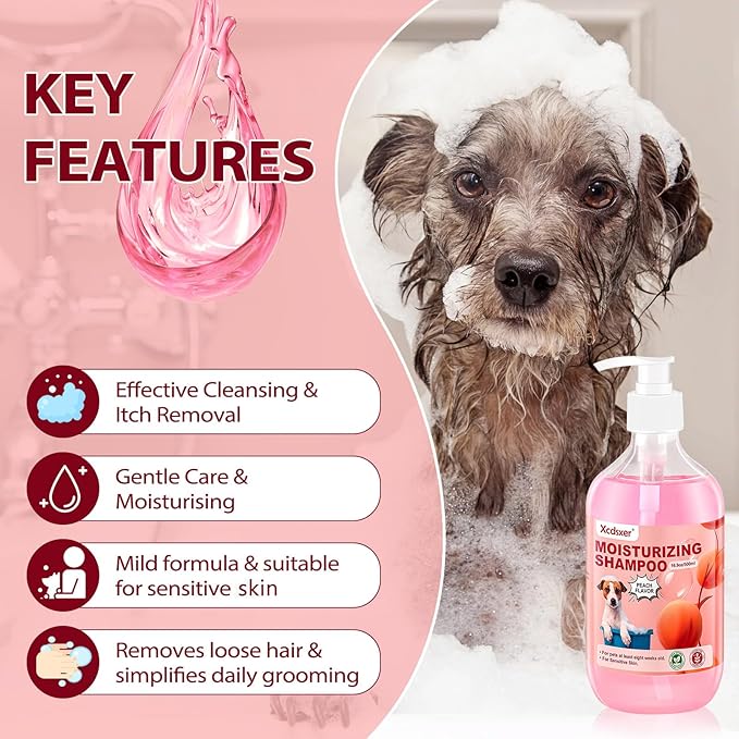 Pet Shampoo Soothe Sensitive Skin, Grooming Shampoo for Dogs and Cats, Pet Friendly Formula Deodorizing Dog Shampoo- Pet Supplies by Xcdsxer (17 Oz)