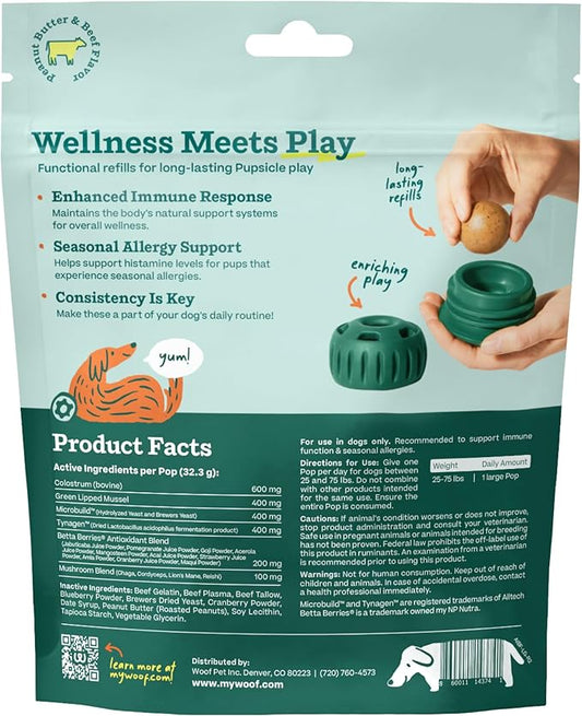 WOOF Pupsicle Refill Pops for Allergy Support for Dogs - Allergy Dog Treats for The Pupsicle Toy to Support Your Dog’s Natural Immune Defenses - Large Pops - 7 Count