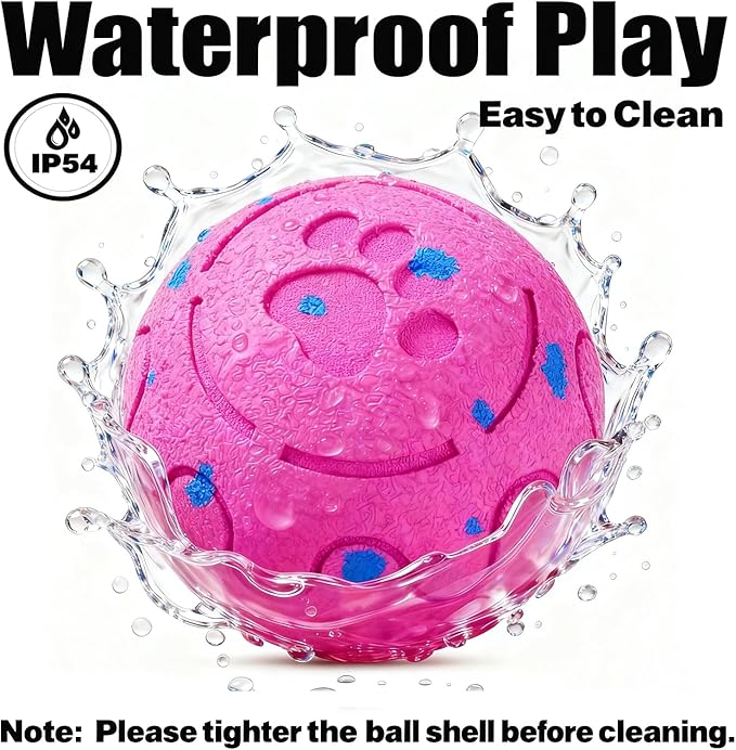 Dog Balls: Interactive Dog Ball, Self-Moving Dog Toy with Auto-Rolling & Bouncing, E-TPU Material, IP54 Waterproof, Motion-Activated (Pink, Large)