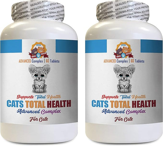 cat Urinary Tract Health Supplements - Cats Total Health Complex - Immune Support - Hair Coat Oral Eye Urinary Care - cat Fur Health - 2 Bottles (120 Tablets)